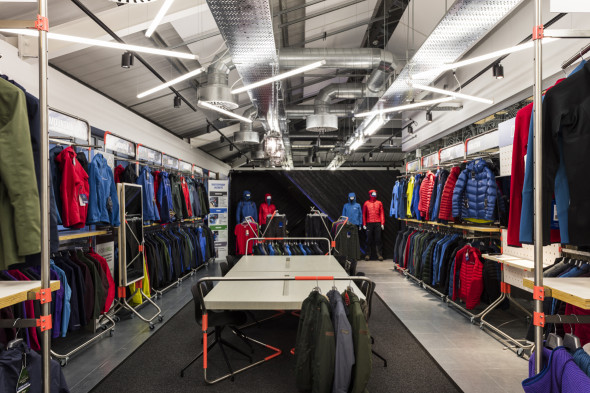 Inside the clothing showroom at Berghaus HQ